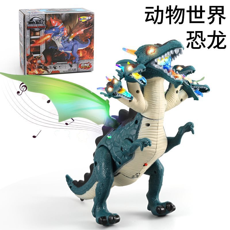 ◑ 서 있는 다섯 머리 비행 용 녹색 (소리와 가벼운 걷기)