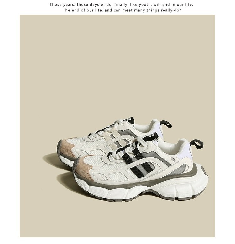 Coole Dad-Schuhe im angesagten Stil, Color-Blocking, dicke Sohle, atmungsaktives Mesh, vielseitige Freizeitsneaker für Damen, Frühling und_voghion.com