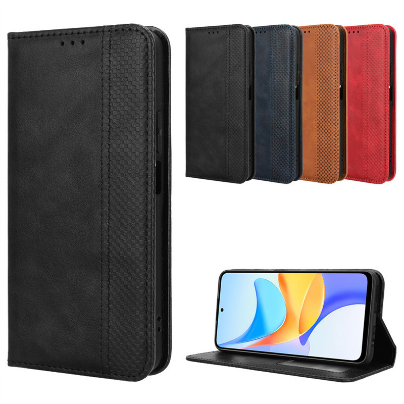 Honor X8C Phone Case Honor X8b 4G Phone Leather Case Magnetic Suction Flip Card Wallet Bracket Case