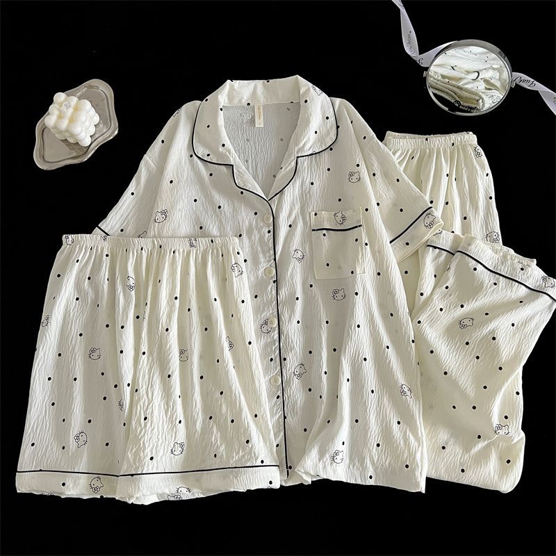 120G nubes de algodón pijama de mangas cortas tres piezas conjunto de ropa para el hogar TK comercio exterior pedidos entidad mayorista transfronterizo del sudeste asiático