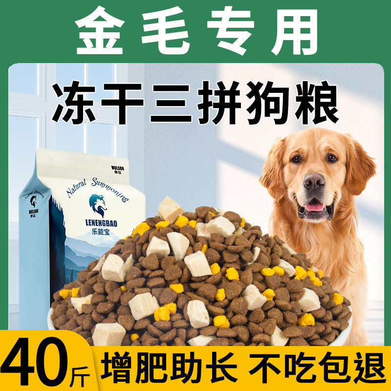 金毛狗糧批發幼犬成犬專用糧40斤20斤10斤凍幹大型犬通用型糧批發