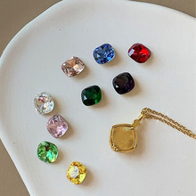 新款法式创意可换12种彩色锆石开口戒指宝盒耳环12生辰石方形项链