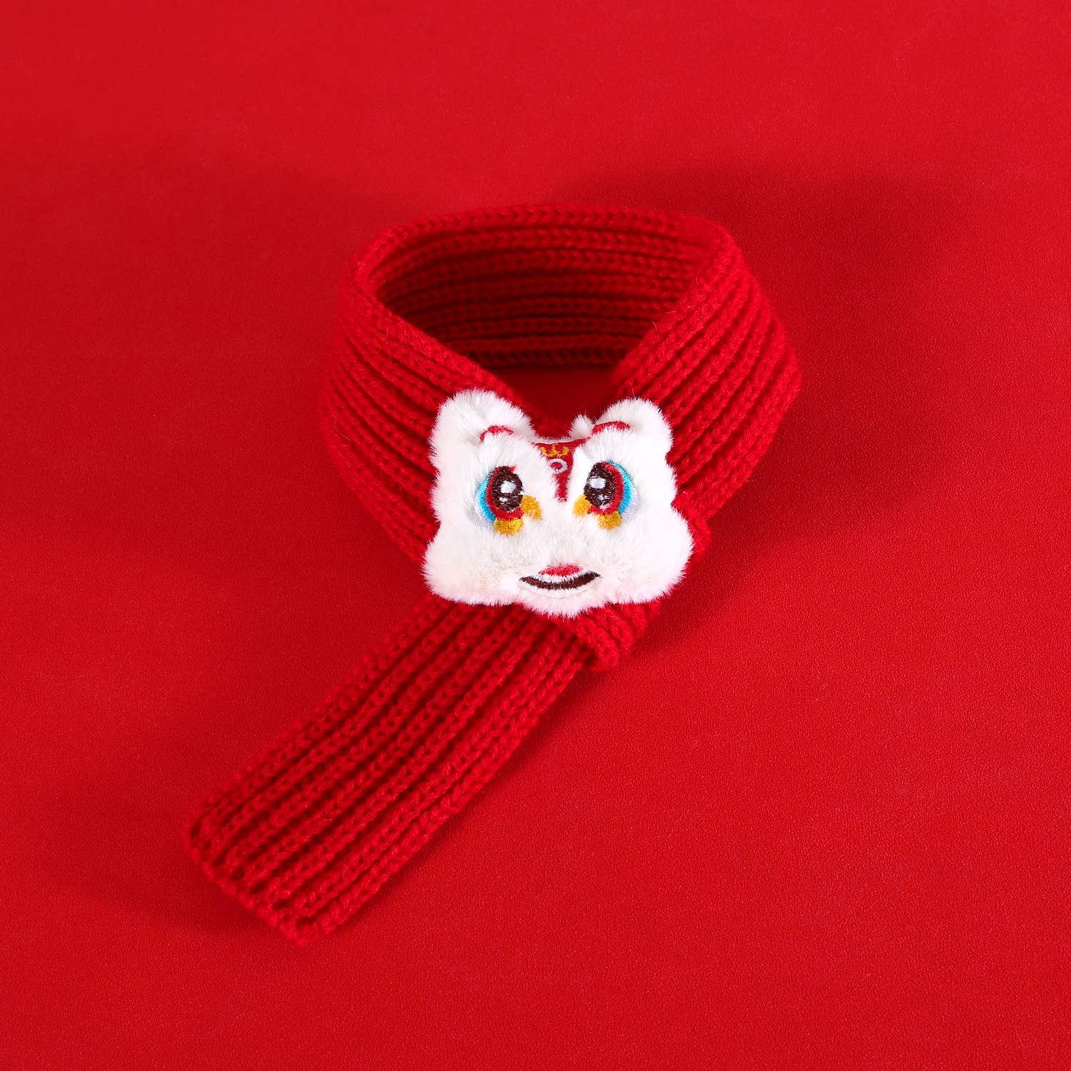 Mascota Año Nuevo bufanda sombrero traje gato cachorro rojo sobre fu carácter de lana Año del Dragón festivo rojo arco caliente image 12