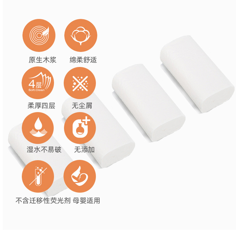 Xinmiaoqing 12 Rolls Household Tissue Toilet Paper Roll Paper Four Layer Thickened Toilet Paper For Delivery