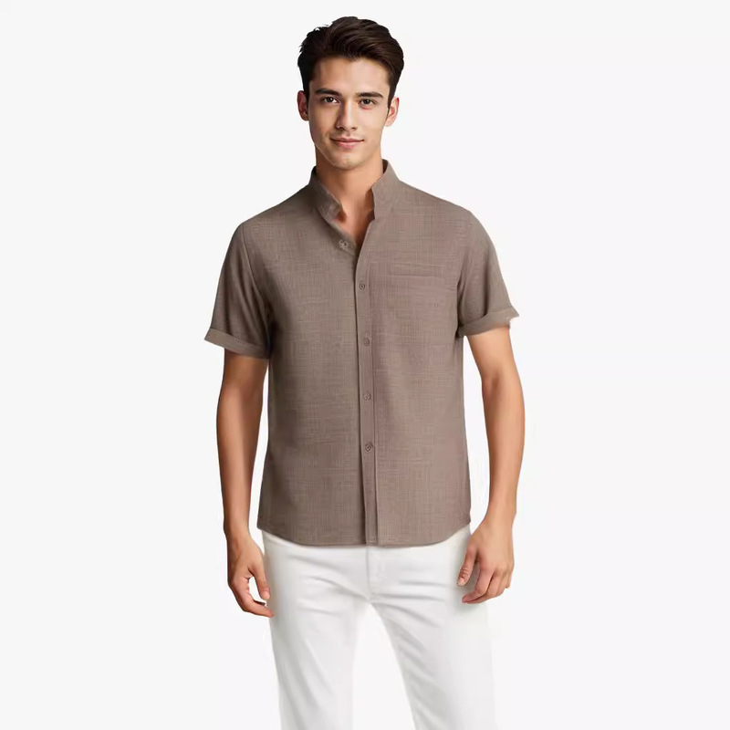 2024 Summer New Men's Wish Amazon AliExpress Hot Supply Short Sleeve Solid Color Cotton Linen Men's Shirt 2024 Summer New Men's Wish Amazon AliExpress Hot Supply Short Sleeve Solid Color Cotton Linen Men's Shirt