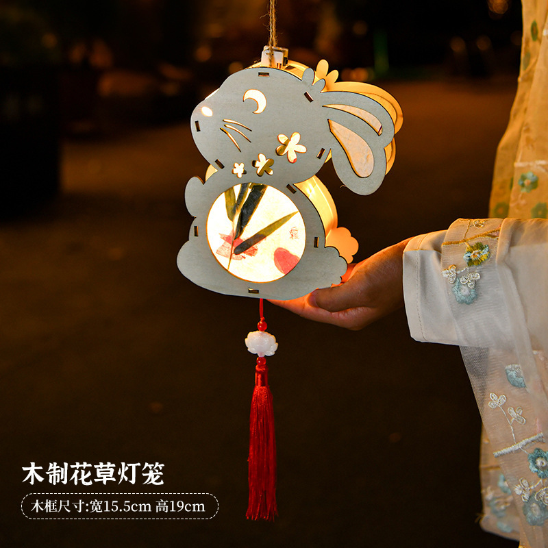 Nuevo producto linterna portátil luminosa Festival del medio otoño Hanfu linterna clásica palacio antigua linterna de loto niños hecho a mano bricolaje