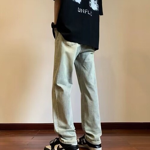 American stretch denim jeans for men, spring and autumn slim straight high-street pants, trendy brand fashion, cool and casual pants