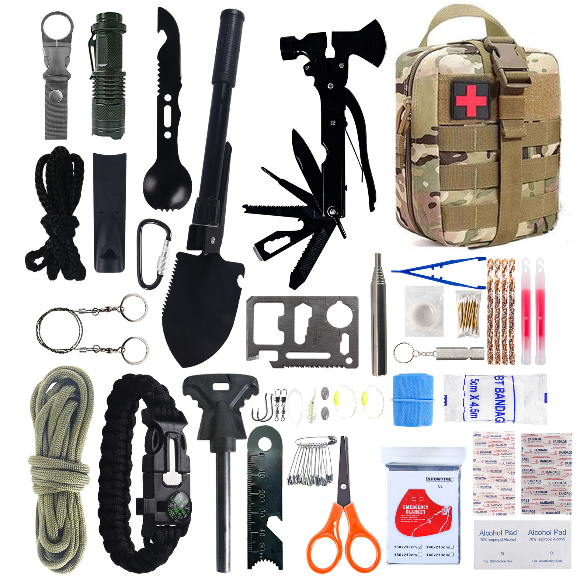 Equipo de camping al aire libre camping herramientas de supervivencia traje Kit de supervivencia de emergencia multifuncional suministros de supervivencia al aire libre