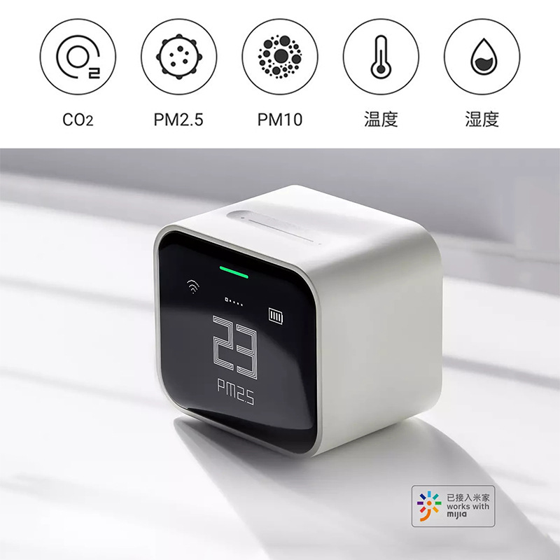 Detector de Aire Qingping LITE, Temperatura, Humedad, CO2, Dióxido de Carbono, PM2.5, Compatible con HomeKit