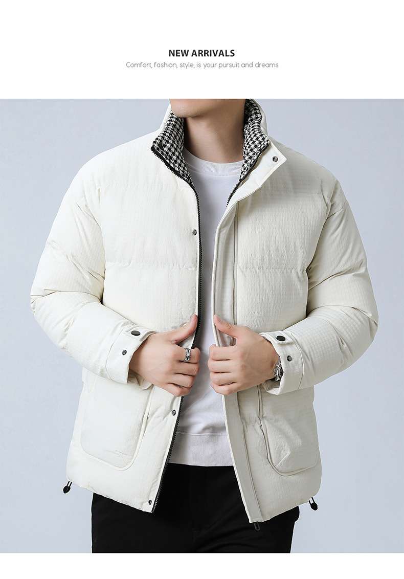 Veste en coton ample à col montant pour homme, vêtement d'hiver épais et chaud, version coréenne_voghion.com