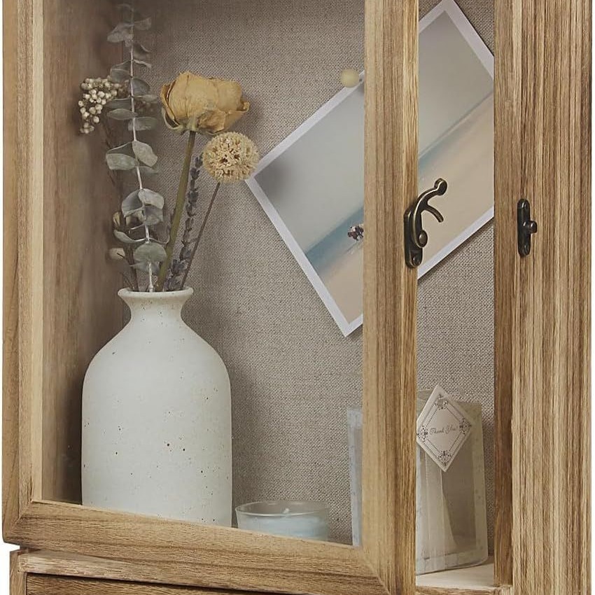 Decoración de pared de madera Marco de imagen caja de sombra Marco de exhibición caja de almacenamiento de recuerdo organizador caja de presentación