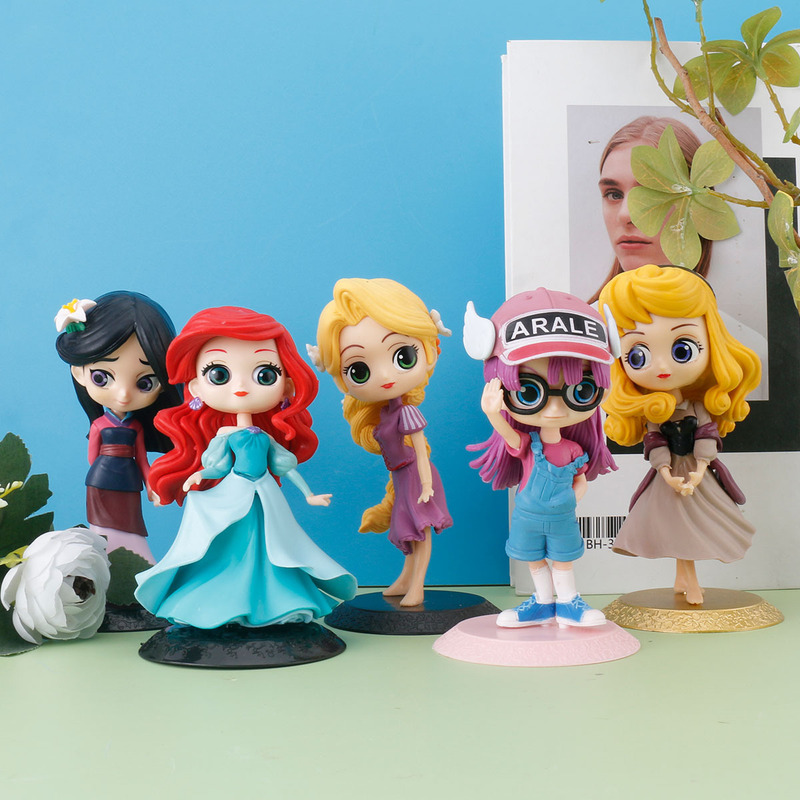 Disney Princess Series Figures Elsa Snow Anna Desktop Decoration Frozen Mermaid Peripherals