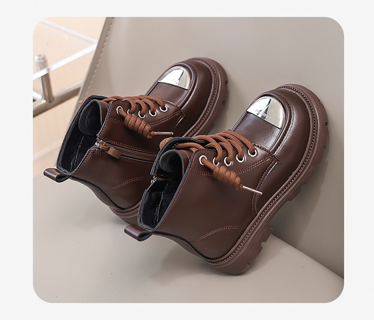 2024 New Korean Fashion Plush Martin Girls' Mid Top Short Boots, Flat Bottom Medium Size Children's Casual Cotton Boots_voghion.com