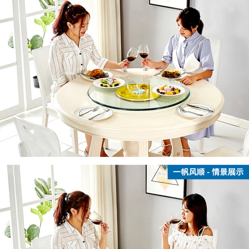 식탁 턴테이블 강화유리 턴테이블 호텔 대형 원형 테이블 탑 회전 데스크탑 턴테이블 홈 두꺼워짐 고온 내성