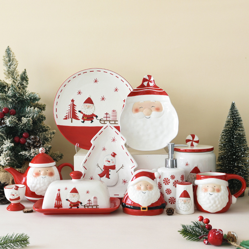 Christmas ceramic tableware series with multiple styles available, featuring three-dimensional relief design, food-grade ceramic, popular on cross-border e-commerce platforms Christmas ceramic tableware series with multiple styles available, featuring three-dimensional relief design, food-grade ceramic, popular on cross-border e-commerce platforms