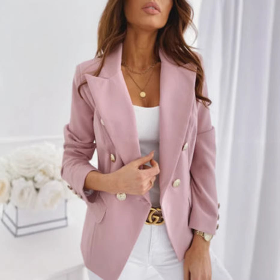 2020 Amazon ebay AliExpress wish explosions spring best selling long sleeve double-breasted solid color stand collar small suit