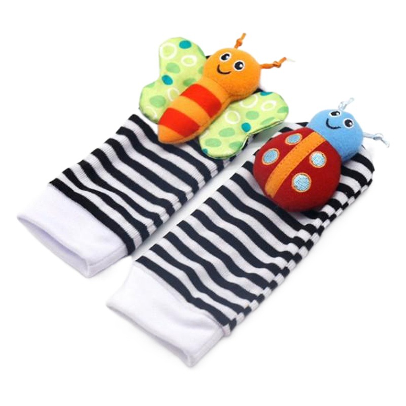 Comercio exterior Venta caliente bebé correa de reloj correa de muñeca Calcetines para la entrega bebé correa de mano sonajero Conjunto de 4 piezas