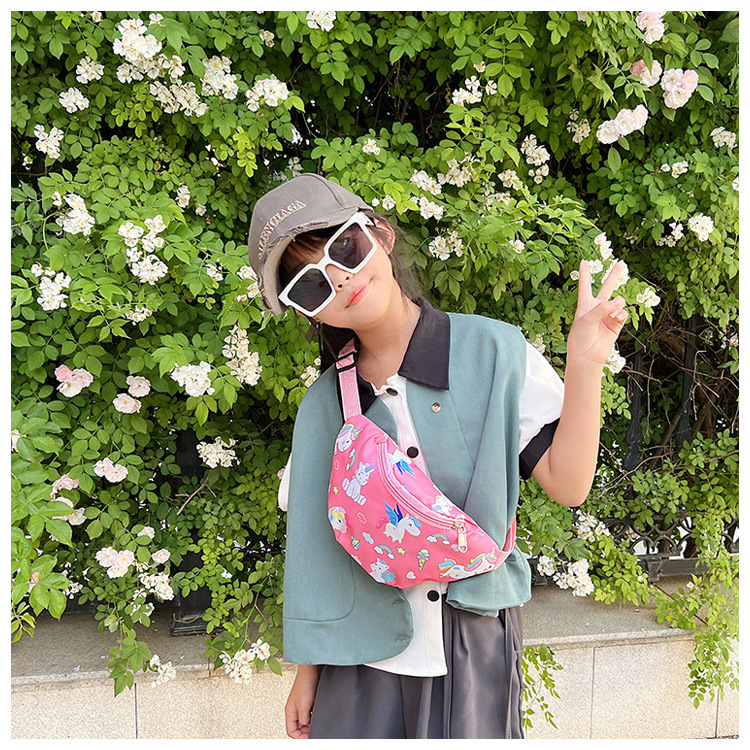 Fashionable boy and girl waist bags, trendy gift bags, children's chest bags, new cartoon dinosaur unicorn single-shoulder crossbody bags undefined