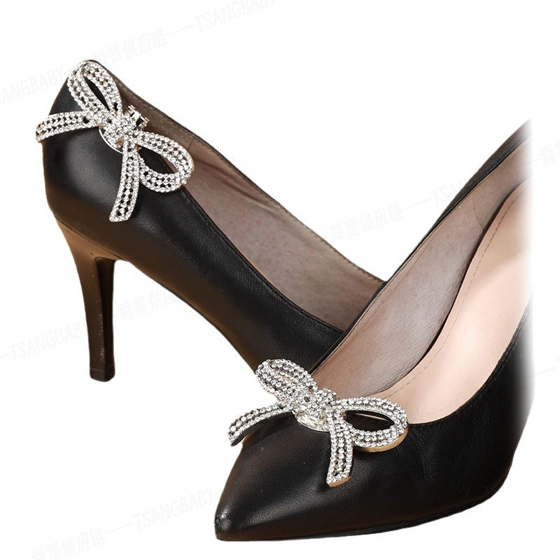 Clips para zapatos con lazo de diamantes de imitación transfronterizos, hebillas desmontables para zapatos, decoraciones de zapatos a la moda, accesorios para zapatos