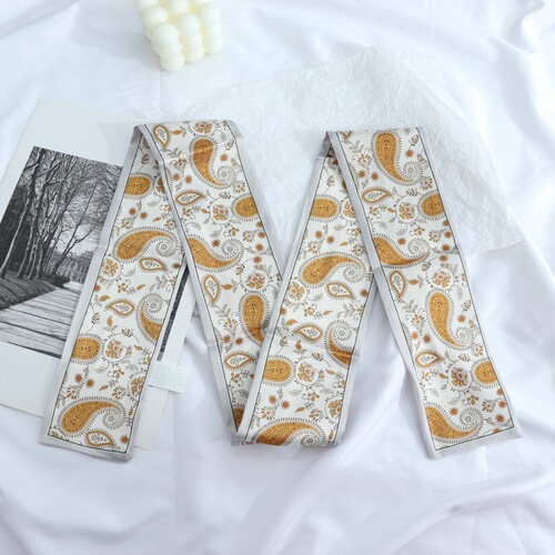 Korean version of the summer neck-covering thin, slender, narrow silk scarf for women, versatile decoration, shirt, scarf, square-angle silk scarf