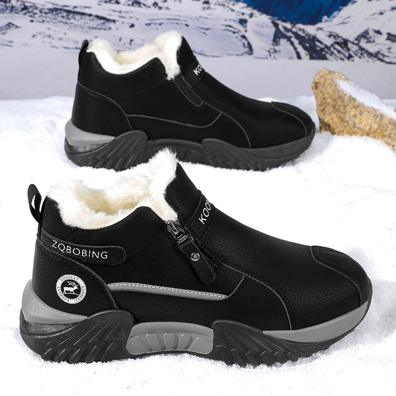 Zapatos de hombre de un pie de invierno nuevos zapatos de algodón cálidos de lana de alta altura hombres casuales deportivos cómodos zapatos de conducción de trabajo
