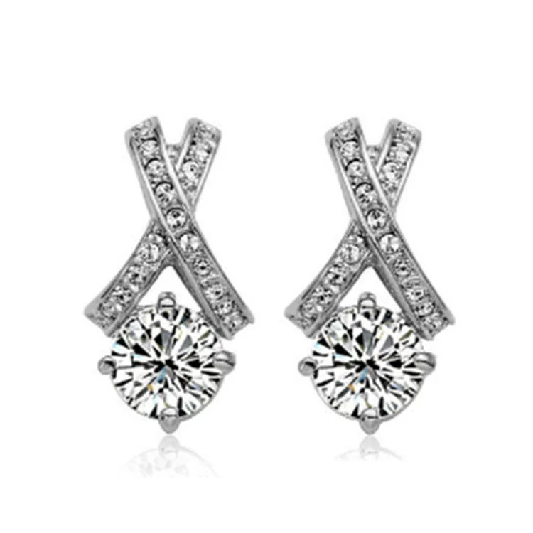Sophisticated hypoallergenic zirconium, earrings, simple and elegant design, Korean style, bright catchy style