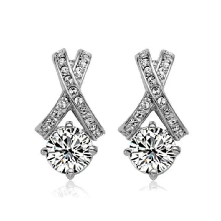Sophisticated hypoallergenic zirconium, earrings, simple and elegant design, Korean style, bright catchy style
