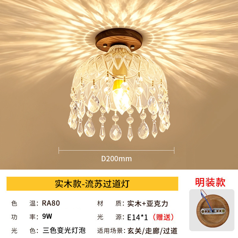 Lámpara de techo con flecos estilo medieval de hierro, vidrio y acrílico con luz LED para sala de estar y dormitorio