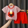 Children's summer sleeves, set, cotton T-shirt for boys, summer clothing, children's clothing