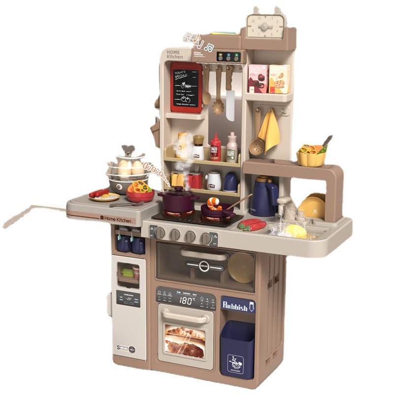 Comercio exterior niños 93cm simulación spray cocina vajilla traje de sonido y luz humo agua juego juguetes casa