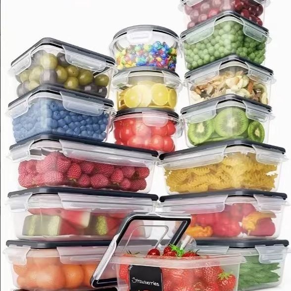 16-piece refrigerador de grado alimenticio más crujiente caja de almacenamiento de clasificación de alimentos de frutas y verduras granos de cocina caja de almacenamiento de PP