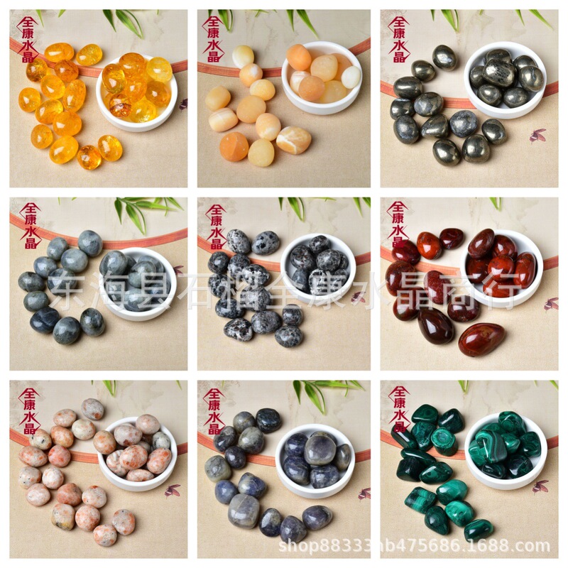 Natural Crystal Agate Tumbled Stones: White Pink Amethyst, Green Aventurine, Tiger Eye Stone, Obsidian, Red Jasper, Fluorite