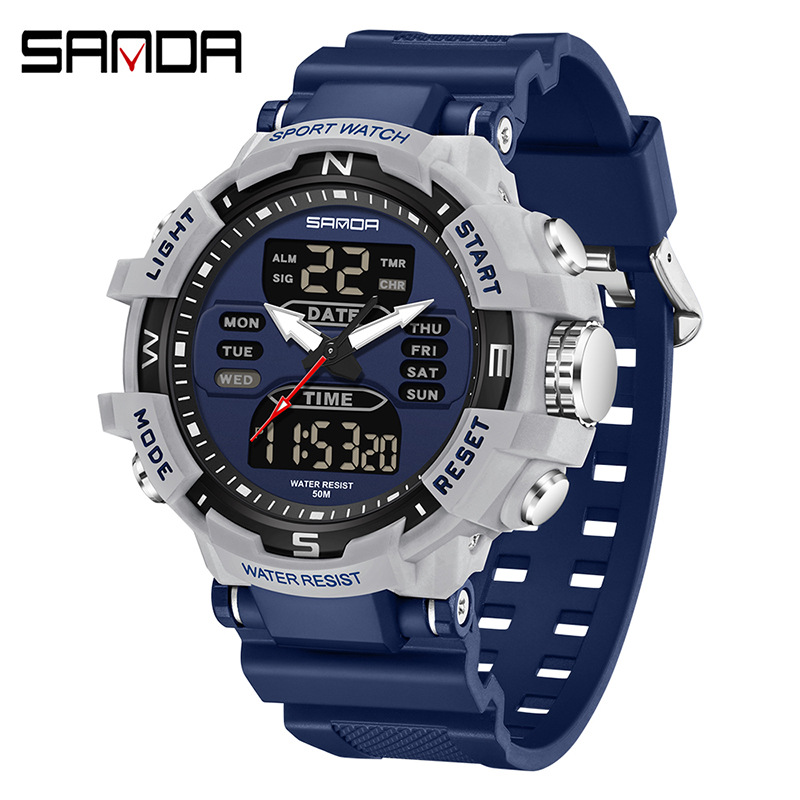 SANDA moda moda reloj electrónico pareja multifunción cuenta regresiva cronómetro deportivo impermeable