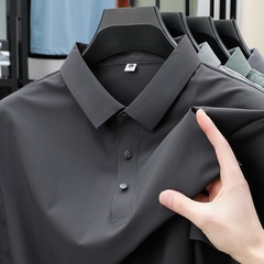夏の無痕氷糸襟poloシャツ男性ビジネスカジュアル半袖tシャツ通気性高級青年男装ブーム