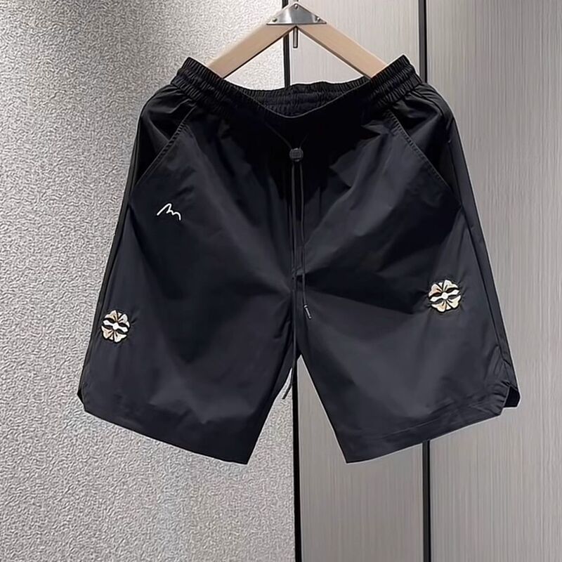Quick-Dry Men's Summer Thin Embroidered Five-Point Sports Shorts Trendy Outdoor Casual Beach Shorts