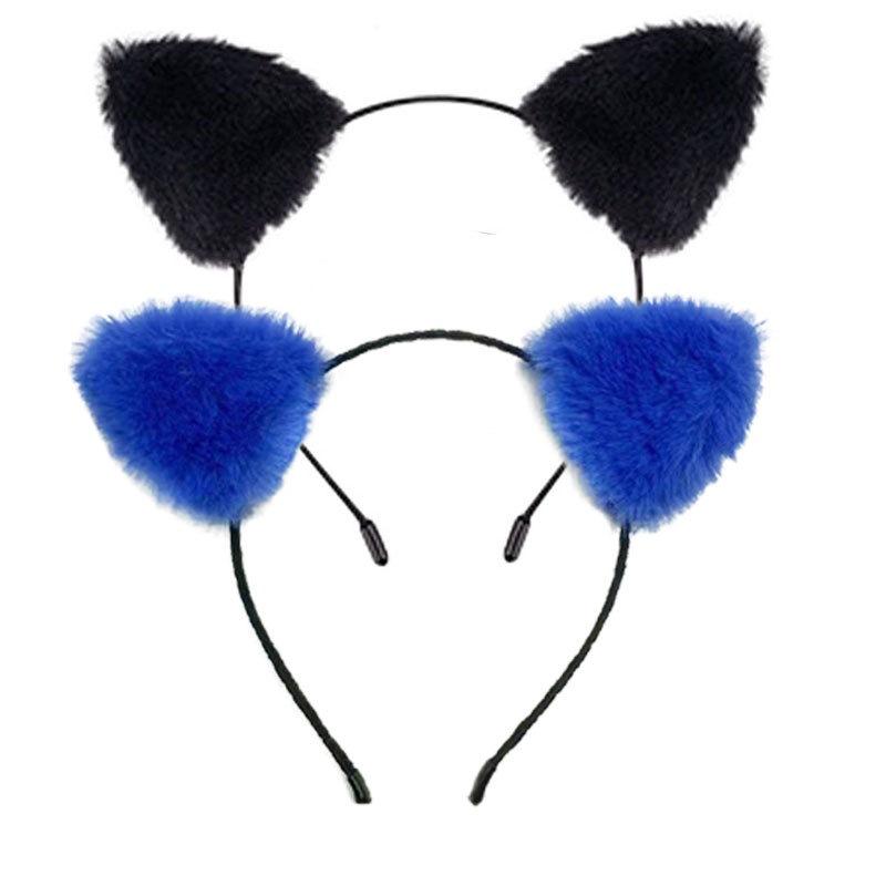 파란색과 검정색 헤어밴드 2개