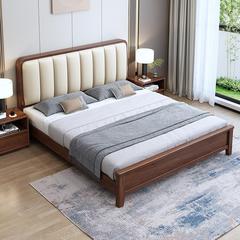 Modern Chinese style black walnut wood 1.5-meter solid wood bed, simple and modern 1.8-meter double soft cushion gas lift storage bed