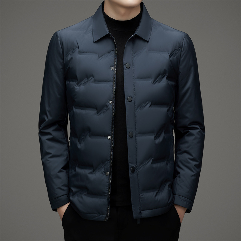 2024 Winter New Men's Middle-Aged Shirt Collar Business White Goose down Fashion Casual down Jacket Coat 2024 Winter New Men's Middle-Aged Shirt Collar Business White Goose down Fashion Casual down Jacket Coat