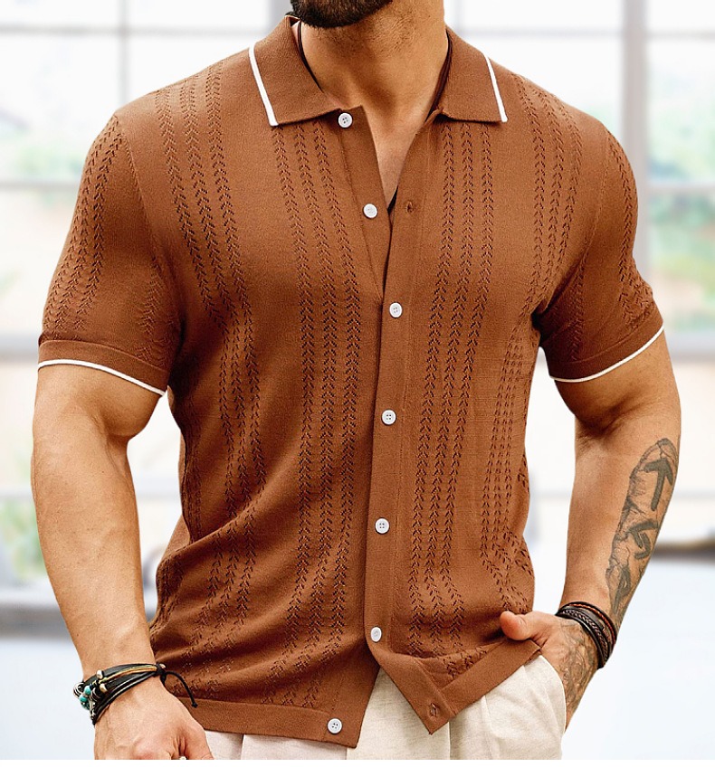 245g Weight Short Sleeve Sleeve Length Tencel Fabric Type Regular Top Length Casual Occasion Turndown Neckline Regular Fit Fit Type Solid Color Pattern Summer Season Men's Gender Simple Style Style Men's Solid Color Simple Style Turndown Short Sleeve Regular Fit Men's T-shirt 无