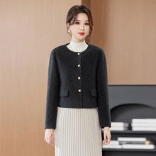 小香风短款毛呢外套女2025新款冬装加厚羊毛双面呢气质短款大衣