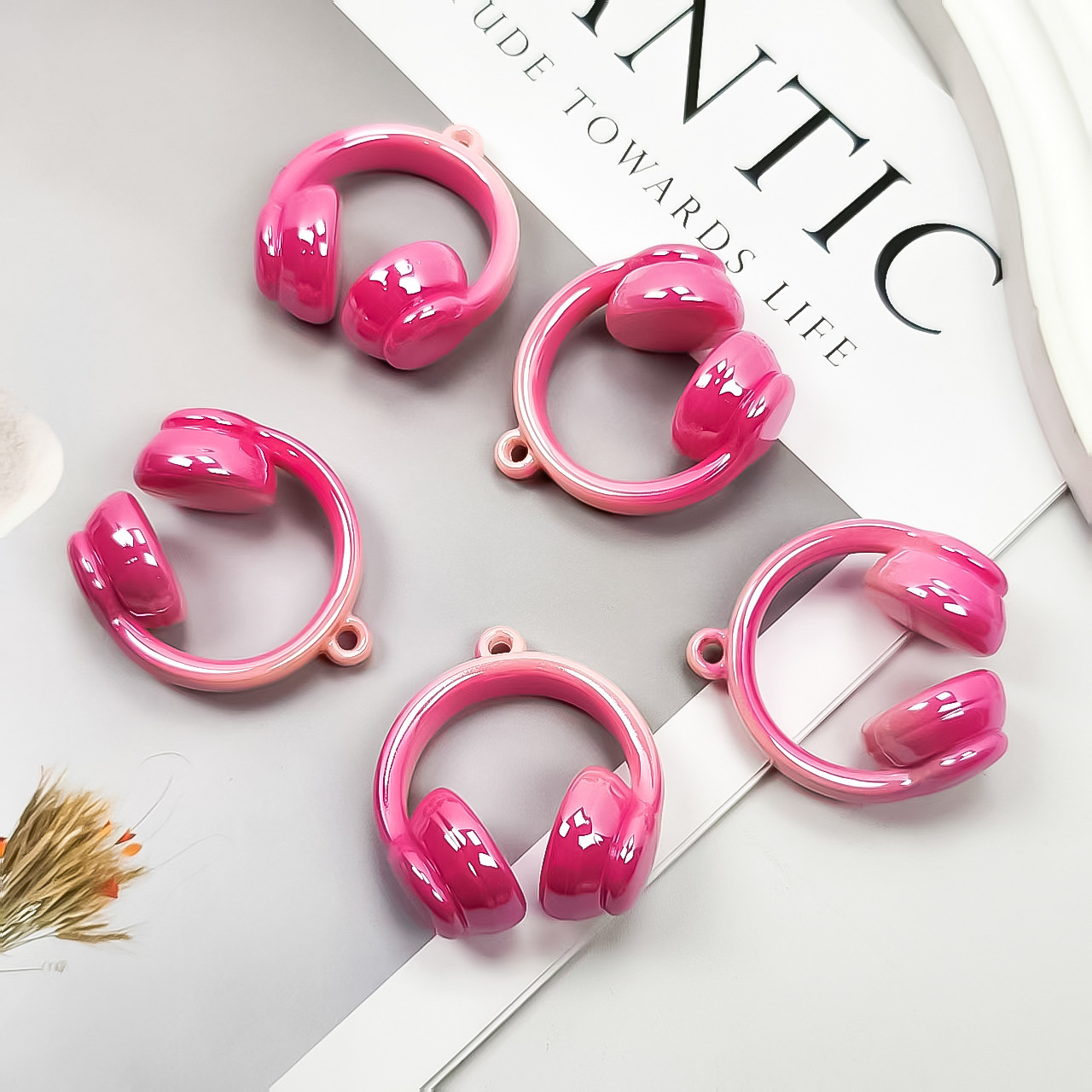 アクリルペイント 2 色グラデーションヘッドフォンビーズぶら下げ穴ビーズ diy 携帯電話チェーンペンダントネックレス素材ジュエリーアクセサリー