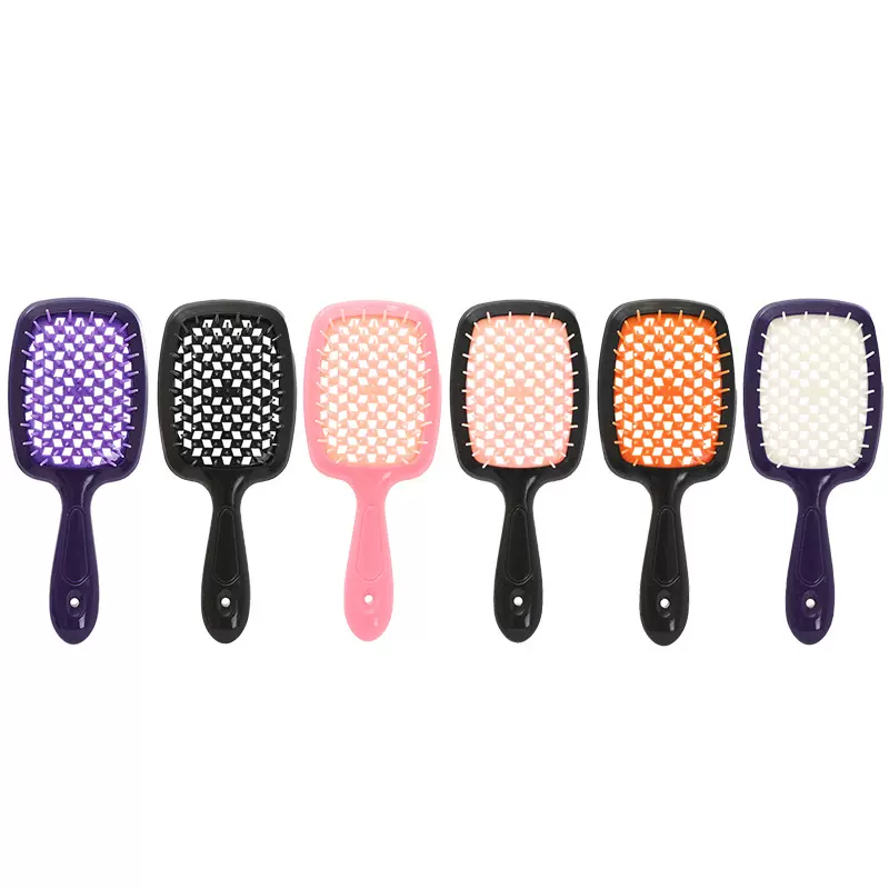 跨境热销镂空网格蜂窝梳子按摩梳干湿两用六边形直发造型美发梳子