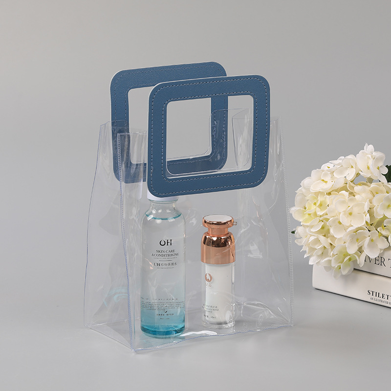 通用透明pvc手提袋简约时尚供应各种类型手把加厚包装袋可定LOGO