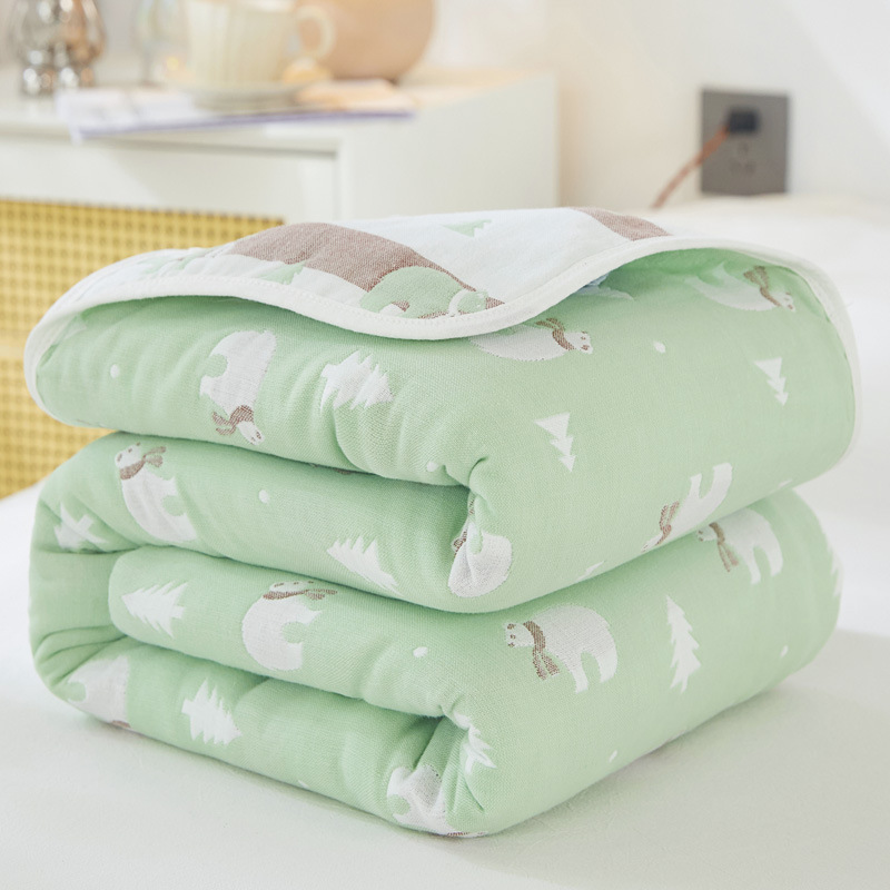 (Polar Bear Green) / 90x 100cm "cotton 6 layer yarn" baby
