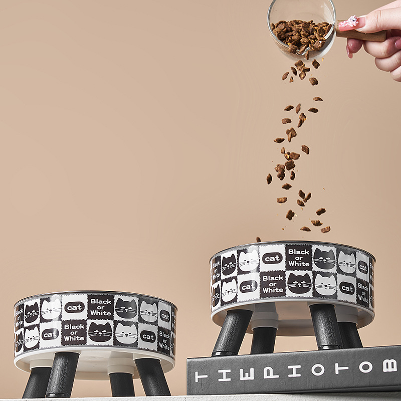 Tazón para gatos retro Tazón para gatos de acero inoxidable Tazón para beber Cuello para mascotas Tazón para pies antideslizante Tazón para gatos antivolcado