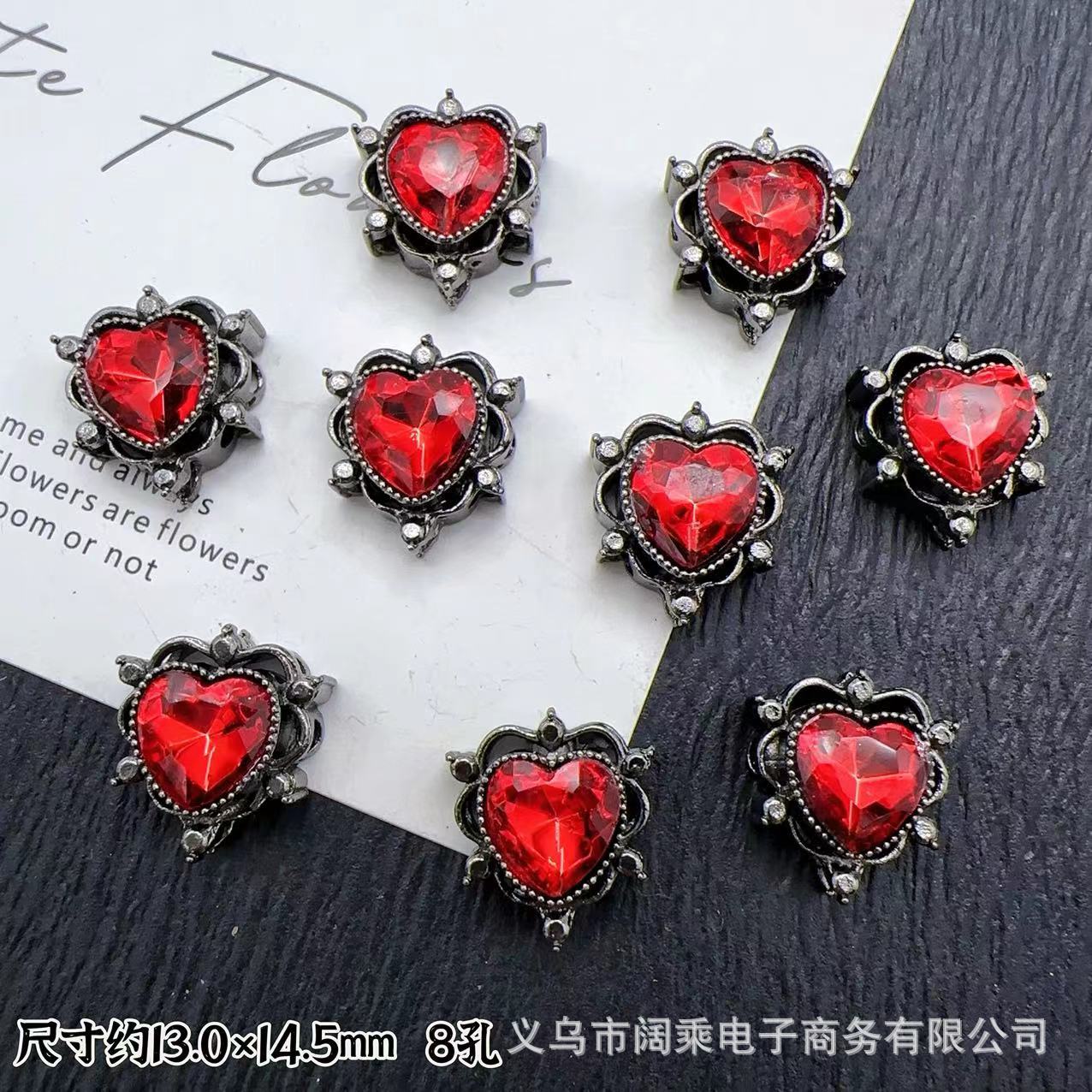 マイクロ象嵌ジルコニウムダイヤモンドマルチカラーピーチハートラブ8穴ビーズリング表面DIYビーズブレスレットネックレスジュエリーアクセサリー