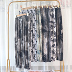 中国风冰丝裤水墨画紧口裤女夏季薄款防蚊裤扎染垂感慵赖休闲裤