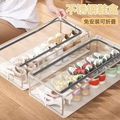 折りたたみ式防塵靴収納ボックス、家庭用大容量透明ベッド下靴ラック、ベッド下の靴を置くための設置不要のアーティファクト