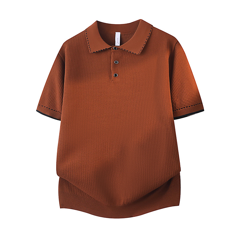 Camiseta polo con solapa falsa de dos piezas camiseta de manga corta de hombre empalmado con medio cremallera vieja fábrica de viento de verano al por mayor