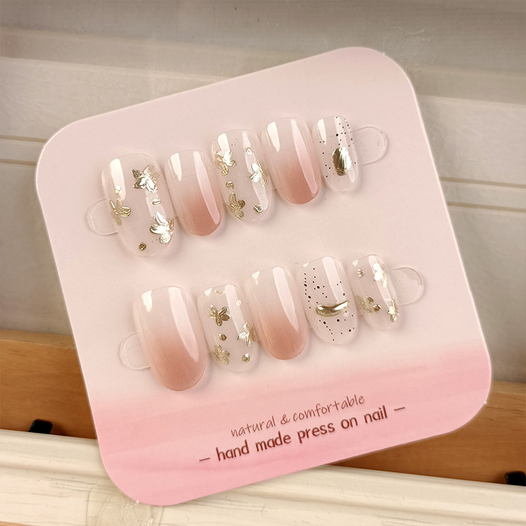 Uñas de manicura portátiles hechas a mano, 24 piezas, fototerapia, parches de uñas postizas estéreo, producto terminado, uñas portátiles extraíbles